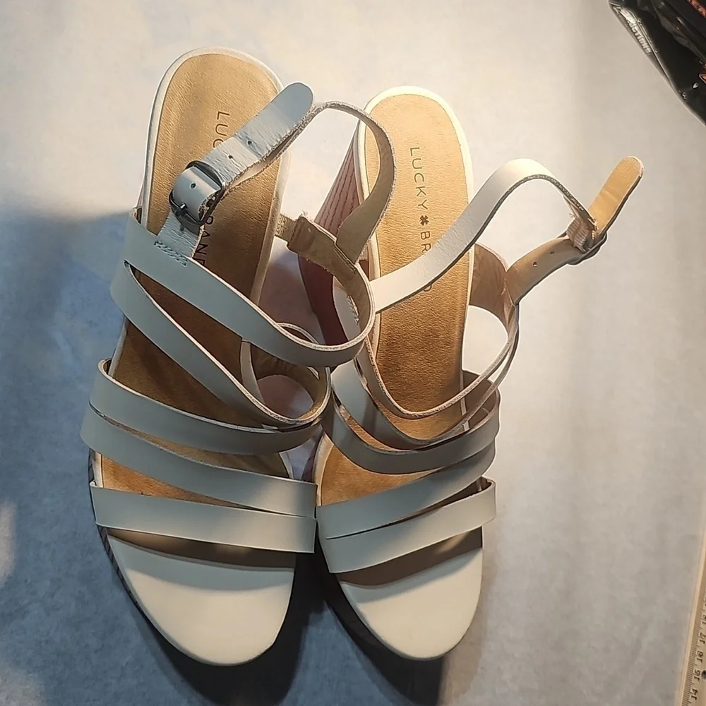Lucky Brand Leather Strappy Wedged Sandals